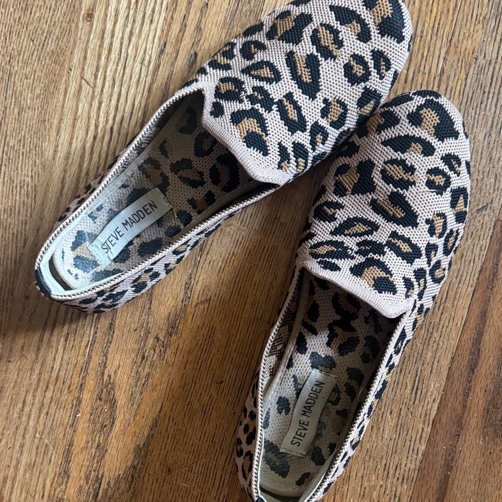 Steve Madden Animal Print Loafers in Black and Tan